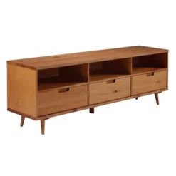 Cara 3 Drawer Mid-Century Modern 3 Drawer TV Stand For TVs Up To 80" - Saracina Home -HOMES: Inside + Out Store GUEST 03065cb2 d563 4f37 956c bc1c12b2c653