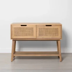 Wood & Cane Console Table With Pull-Down Drawers - Hearth & Hand™ With Magnolia 22 Wood & Cane Console Table With Pull-Down Drawers - Hearth & Hand™ With Magnolia -HOMES: Inside + Out Store GUEST 035057b8 c534 4483 bcfa bec1b2f8f625