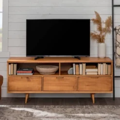 Cara Mid-Century Modern 3 Drawer TV Stand For TVs Up To 65" - Saracina Home 32 Cara Mid-Century Modern 3 Drawer TV Stand For TVs Up To 65" - Saracina Home -HOMES: Inside + Out Store GUEST 0382d846 581a 4903 9ef0 400ed4eadf41
