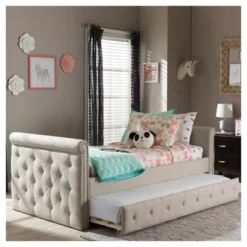 Twin Swanson Modern And Contemporary Fabric Tufted Daybed With Roll-Out Trundle Guest Bed - Baxton Studio 23 Twin Swanson Modern And Contemporary Fabric Tufted Daybed With Roll-Out Trundle Guest Bed - Baxton Studio -HOMES: Inside + Out Store GUEST 071251a6 a6c9 4c2d 94aa c447872bb2b4