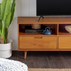 Cara 3 Drawer Mid-Century Modern 3 Drawer TV Stand For TVs Up To 80" - Saracina Home -HOMES: Inside + Out Store GUEST 0824ed10 634d 442e 93d1 6435deb8cb30