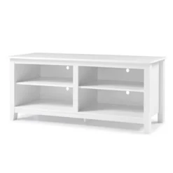 Transitional 4 Cubby Wood Open Storage TV Stand For TVs Up To 65"- Saracina Home -HOMES: Inside + Out Store GUEST 09d6532b 6b78 4d5b b243 91ca1fb63961