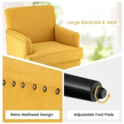 Tangkula Set Of 2 Modern Accent Chair Upholstered Sofa Chair W/ Rubber Wood Legs Yellow -HOMES: Inside + Out Store GUEST 0d001da3 7e9d 43a7 82e1 6d3e2916838f