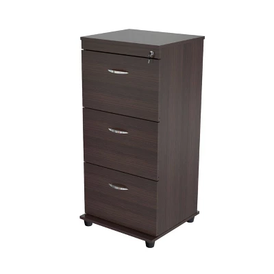 40.16" 3 Drawer Locking File Cabinet Espresso - Inval 10 40.16" 3 Drawer Locking File Cabinet Espresso - Inval - Image 8