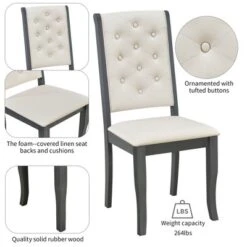 6 PCS Retro Dining Set With Unique-designed Table And Upholstered Chair-ModernLuxe -HOMES: Inside + Out Store GUEST 18007a98 7761 4a30 a9ee 913421e58038