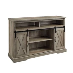 Transitional Sliding Barndoor Highboy TV Stand For TVs Up To 58" - Saracina Home -HOMES: Inside + Out Store GUEST 18d26976 2f57 4c04 a287 c8a5544778c9