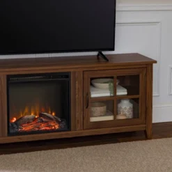 Tasi Transitional Farmhouse Glass Window Pane Door With Electric Fireplace TV Stand For TVs Up To 80" - Saracina Home 28 Tasi Transitional Farmhouse Glass Window Pane Door With Electric Fireplace TV Stand For TVs Up To 80" - Saracina Home -HOMES: Inside + Out Store GUEST 1b7e41d8 8ce5 4d62 aab3 807810439b3d