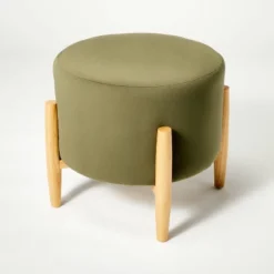 Elroy Round Velvet Ottoman With Wooden Legs - Threshold™ Designed With Studio McGee 13 Elroy Round Velvet Ottoman With Wooden Legs - Threshold™ Designed With Studio McGee -HOMES: Inside + Out Store GUEST 1d22f669 2a10 491f 9147 d5d1729c7a8d