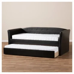 Twin Camino Modern And Contemporary Faux Leather Upholstered Daybed With Guest Trundle Bed - Baxton Studio -HOMES: Inside + Out Store GUEST 20ef71f5 5c27 494b b6e0 c6a8ff39d058