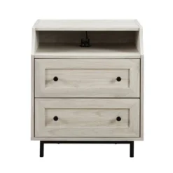 Transitional 2 Drawer Nightstand With USB Port - Saracina Home -HOMES: Inside + Out Store GUEST 25945b3e 4823 49b8 a68b 0b3b259e20b4