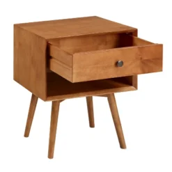 Greenberg 1 Drawer Mid-Century Modern Solid Wood Nightstand - Saracina Home -HOMES: Inside + Out Store GUEST 25bb5c69 0a6c 4e3a b08f c7d8cbe3669c
