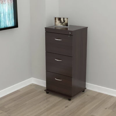 40.16" 3 Drawer Locking File Cabinet Espresso - Inval 3 40.16" 3 Drawer Locking File Cabinet Espresso - Inval