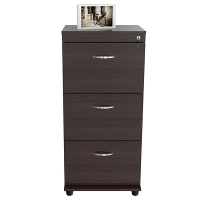 40.16" 3 Drawer Locking File Cabinet Espresso - Inval 6 40.16" 3 Drawer Locking File Cabinet Espresso - Inval - Image 4