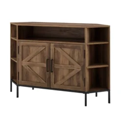 Atticus Modern Farmhouse 2 Door Corner TV Stand For TVs Up To 55" Rustic Oak - Saracina Home -HOMES: Inside + Out Store GUEST 300a699d 8a74 4a70 bb6f e5e5e7c1c7a7