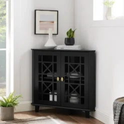 2 Door Corner Accent Cabinet With Fretwork Doors - Saracina Home 23 2 Door Corner Accent Cabinet With Fretwork Doors - Saracina Home -HOMES: Inside + Out Store GUEST 33460c8d 731e 484d b65b b46663cb9a4a