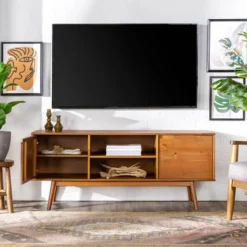 Solid Wood Mid-Century Modern TV Stand For TVs Up To 65" - Saracina Home -HOMES: Inside + Out Store GUEST 334bf308 b086 4c05 9568 1ae4a156a658