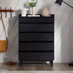 Mid-Century Modern Solid Wood 6 Drawer Vertical Dresser - Saracina Home -HOMES: Inside + Out Store GUEST 364a7e44 403a 4a9d a40c 5d3b328ffdcf