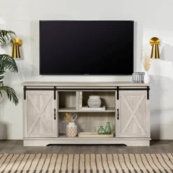 Modern Transitional Sliding Barndoor TV Stand For TVs Up To 65"- Saracina Home -HOMES: Inside + Out Store GUEST 3a33cfae 753c 49d5 b93b f8ed8ea1c772
