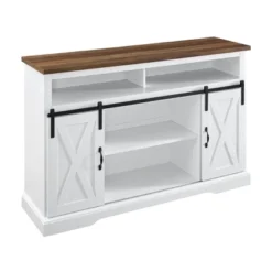Transitional Sliding Barndoor Highboy TV Stand For TVs Up To 58" - Saracina Home -HOMES: Inside + Out Store GUEST 3adcd44f b538 4274 a64c 77f6c0af0695