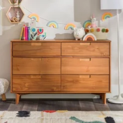Mid-Century Modern Groove Wood 6 Drawer Dresser - Saracina Home -HOMES: Inside + Out Store GUEST 3d447677 be9f 4732 b071 4ec0db1c971f