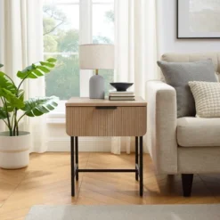 Modern Reeded 1 Drawer Side Table - Saracina Home -HOMES: Inside + Out Store GUEST 3e88f01f 6fa2 40b2 8c4b 3ba9f85470a5