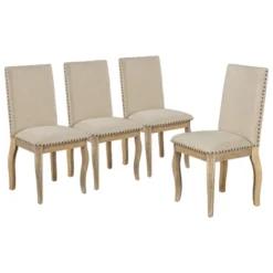 5 PCS Round Wood Extendable Dining Table Set With 4 Upholstered Dining Chairs-ModernLuxe 27 5 PCS Round Wood Extendable Dining Table Set With 4 Upholstered Dining Chairs-ModernLuxe -HOMES: Inside + Out Store GUEST 3f067f5c e1b8 4a97 b8a1 24e970d94ae6