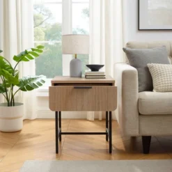 Modern Reeded 1 Drawer Side Table - Saracina Home -HOMES: Inside + Out Store GUEST 405309cc 922b 428d a870 6ba93e1b9ce4