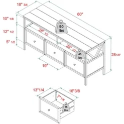 Farmhouse 3 Drawer Wood TV Stand For TVs Up To 65" - Saracina Home 26 Farmhouse 3 Drawer Wood TV Stand For TVs Up To 65" - Saracina Home -HOMES: Inside + Out Store GUEST 40d5f612 f4e7 48b3 8586 affcd4996633
