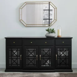 Selma Transitional 3 Tiered Ornate Fretwork Door Sideboard - Saracina Home -HOMES: Inside + Out Store GUEST 4519c326 0c14 46d5 9b96 b5972325bc64