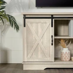 Modern Transitional Sliding Barndoor TV Stand For TVs Up To 65"- Saracina Home -HOMES: Inside + Out Store GUEST 45b08206 71d0 4c78 8e78 8a18f861410c