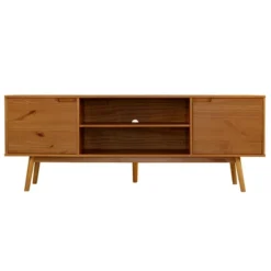 Solid Wood Mid-Century Modern TV Stand For TVs Up To 80" - Saracina Home -HOMES: Inside + Out Store GUEST 48805313 cc17 4994 abcd 906cc16aab94