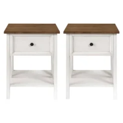 Set Of 2 Farmhouse Single Drawer V Frame Nightstands - Saracina Home -HOMES: Inside + Out Store GUEST 50285f74 c096 4646 942b 6ccbf5d3dde3