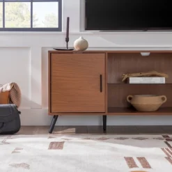 2 Door Mid-Century Modern Wood Storage TV Stand For TVs Up To 65" - Saracina Home 22 2 Door Mid-Century Modern Wood Storage TV Stand For TVs Up To 65" - Saracina Home -HOMES: Inside + Out Store GUEST 59d9ba89 cb9a 4256 a9ae e85782706a5a