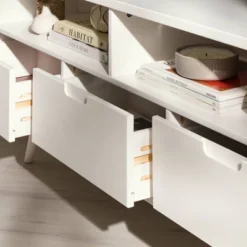 Cara Mid-Century Modern 3 Drawer Corner TV Stand For TVs Up To 58" - Saracina Home 32 Cara Mid-Century Modern 3 Drawer Corner TV Stand For TVs Up To 58" - Saracina Home -HOMES: Inside + Out Store GUEST 59f86cf1 f206 400e beed adf45df367ac