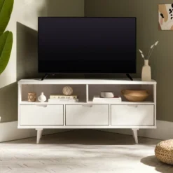 Cara Mid-Century Modern 3 Drawer Corner TV Stand For TVs Up To 58" - Saracina Home 41 Cara Mid-Century Modern 3 Drawer Corner TV Stand For TVs Up To 58" - Saracina Home -HOMES: Inside + Out Store GUEST 5a91e93e d508 4e72 9f59 32f14f024c2a