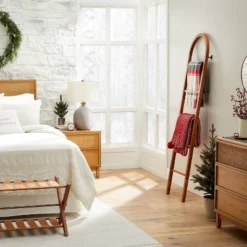 6' Arched Wood Throw Blanket Ladder Brown - Hearth & Hand™ With Magnolia