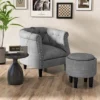 Costway Modern Accent Chair With Ottoman Armchair Barrel Sofa Chair With Footrest Grey -HOMES: Inside + Out Store GUEST 5d94ef8f bb9c 4640 84d8 b5ab23862a89