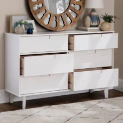 Mid-Century Modern Groove Wood 6 Drawer Dresser - Saracina Home -HOMES: Inside + Out Store GUEST 5f343547 8bdb 4ab5 8100 4810a89a5608