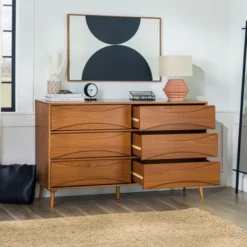 Mid-Century Modern Contoured 6 Drawer Dresser - Saracina Home 25 Mid-Century Modern Contoured 6 Drawer Dresser - Saracina Home -HOMES: Inside + Out Store GUEST 6064d6cb 5a30 4857 807c b8d5d64567a9
