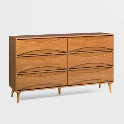 Mid-Century Modern Contoured 6 Drawer Dresser - Saracina Home 3 Mid-Century Modern Contoured 6 Drawer Dresser - Saracina Home - Image 2