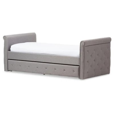 Twin Swanson Modern And Contemporary Fabric Tufted Daybed With Roll-Out Trundle Guest Bed - Baxton Studio 16 Twin Swanson Modern And Contemporary Fabric Tufted Daybed With Roll-Out Trundle Guest Bed - Baxton Studio - Image 14