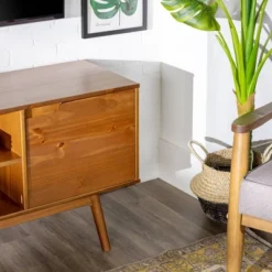 Solid Wood Mid-Century Modern TV Stand For TVs Up To 65" - Saracina Home -HOMES: Inside + Out Store GUEST 64291693 f8bf 4214 8739 2fe9a7cbadf0