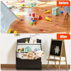 Costway Kids Wooden Toy Storage Unit Organizer W/Rolling Toy Box & Plastic Bins NaturalEspresso -HOMES: Inside + Out Store GUEST 6649d054 ddae 4200 95c9 643014cf866f