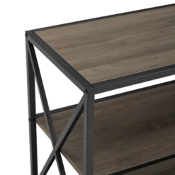 Modern Industrial X Frame Metal And Wood Media Bookshelf - Saracina Home -HOMES: Inside + Out Store GUEST 679c835e 1c70 43ee 9683 1e0a83265bd8