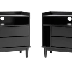 2pk Mid-Century Modern Solid Wood 2 Drawer Storage Nightstands - Saracina Home -HOMES: Inside + Out Store GUEST 68ea8919 fae8 48c6 aef2 14de0162909c