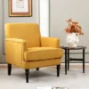 Tangkula Set Of 2 Modern Accent Chair Upholstered Sofa Chair W/ Rubber Wood Legs Yellow 2 Tangkula Set Of 2 Modern Accent Chair Upholstered Sofa Chair W/ Rubber Wood Legs Yellow -HOMES: Inside + Out Store GUEST 6a5ed62b f16f 41cc b3a2 79aabc223b86