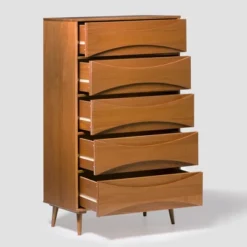 Mid-Century Modern Contoured 5 Drawer Chest Of Drawers - Saracina Home -HOMES: Inside + Out Store GUEST 6ea3faf0 2aed 40ff a53a 33a2aa0036a2