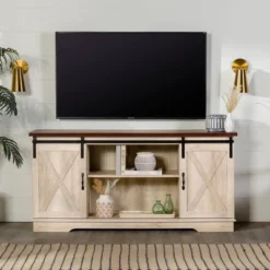 Modern Transitional Sliding Barndoor TV Stand For TVs Up To 65"- Saracina Home -HOMES: Inside + Out Store GUEST 70a73c87 8e28 4ed0 a0d5 fdd021277133