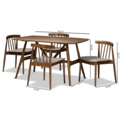 5pc Wyatt Midcentury Modern Walnut Wood Dining Set Beige/Brown - Baxton Studio -HOMES: Inside + Out Store GUEST 70d31893 4b7e 44ea 8caf 409763495337
