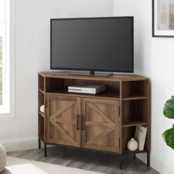 Atticus Modern Farmhouse 2 Door Corner TV Stand For TVs Up To 55" Rustic Oak - Saracina Home -HOMES: Inside + Out Store GUEST 754db8fd 8a36 4b58 b192 cb00f68d49c3